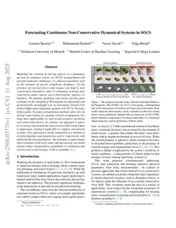 Forecasting Continuous Non-Conservative Dynamical Systems in SO(3)