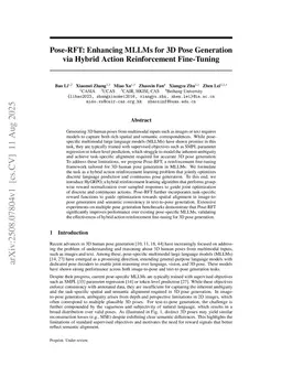 Pose-RFT: Enhancing MLLMs for 3D Pose Generation via Hybrid Action Reinforcement Fine-Tuning