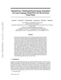 MambaTrans: Multimodal Fusion Image Translation via Large Language Model Priors for Downstream Visual Tasks