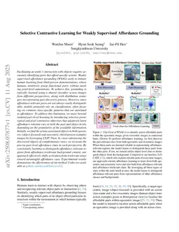 Selective Contrastive Learning for Weakly Supervised Affordance Grounding