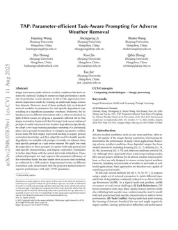 TAP: Parameter-efficient Task-Aware Prompting for Adverse Weather Removal