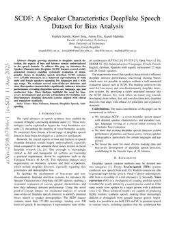 SCDF: A Speaker Characteristics DeepFake Speech Dataset for Bias Analysis
