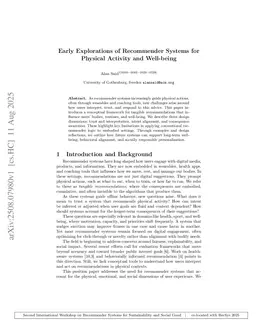 Early Explorations of Recommender Systems for Physical Activity and Well-being