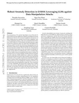 Robust Anomaly Detection in O-RAN: Leveraging LLMs against Data Manipulation Attacks