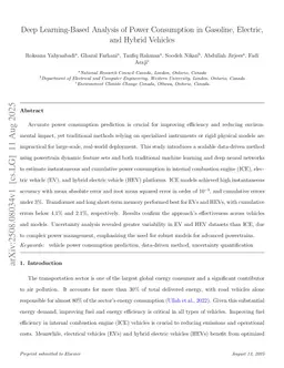 Deep Learning-Based Analysis of Power Consumption in Gasoline, Electric, and Hybrid Vehicles