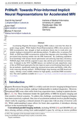 PrIINeR: Towards Prior-Informed Implicit Neural Representations for Accelerated MRI