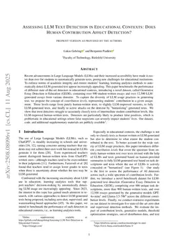 Assessing LLM Text Detection in Educational Contexts: Does Human Contribution Affect Detection?