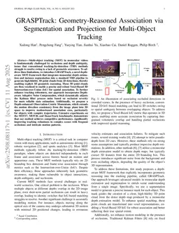 GRASPTrack: Geometry-Reasoned Association via Segmentation and Projection for Multi-Object Tracking