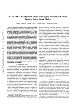 COMponent-Aware Pruning for Accelerated Control Tasks in Latent Space Models