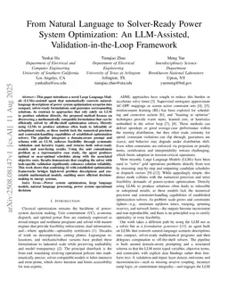 From Natural Language to Solver-Ready Power System Optimization: An LLM-Assisted, Validation-in-the-Loop Framework