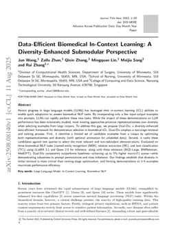 Data-Efficient Biomedical In-Context Learning: A Diversity-Enhanced Submodular Perspective