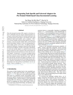 Integrating Task-Specific and Universal Adapters for Pre-Trained Model-based Class-Incremental Learning