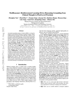 MedReasoner: Reinforcement Learning Drives Reasoning Grounding from Clinical Thought to Pixel-Level Precision