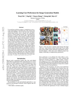 Learning User Preferences for Image Generation Model