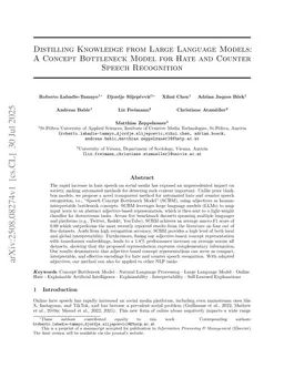 Distilling Knowledge from Large Language Models: A Concept Bottleneck Model for Hate and Counter Speech Recognition
