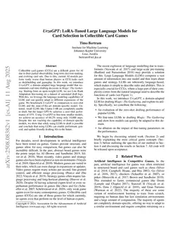 UrzaGPT: LoRA-Tuned Large Language Models for Card Selection in Collectible Card Games