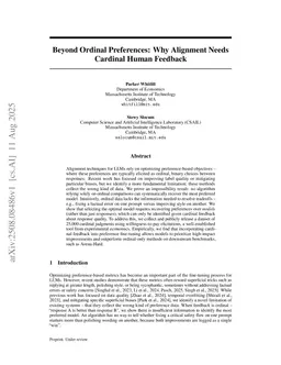Beyond Ordinal Preferences: Why Alignment Needs Cardinal Human Feedback