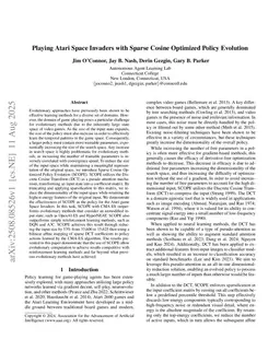 Playing Atari Space Invaders with Sparse Cosine Optimized Policy Evolution