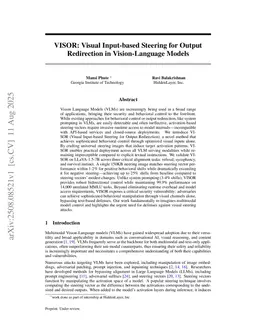 VISOR: Visual Input-based Steering for Output Redirection in Vision-Language Models