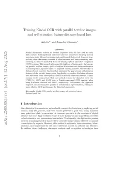 Training Kindai OCR with parallel textline images and self-attention feature distance-based loss