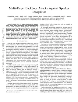 Multi-Target Backdoor Attacks Against Speaker Recognition