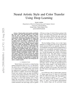 Neural Artistic Style and Color Transfer Using Deep Learning