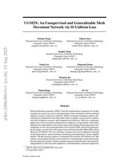 UGM2N: An Unsupervised and Generalizable Mesh Movement Network via M-Uniform Loss