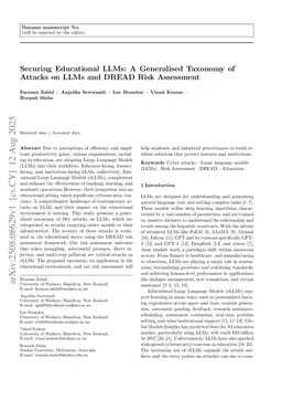 Securing Educational LLMs: A Generalised Taxonomy of Attacks on LLMs and DREAD Risk Assessment