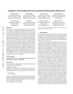 Adaptive Personalized Conversational Information Retrieval