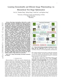 Learning Generalizable and Efficient Image Watermarking via Hierarchical Two-Stage Optimization