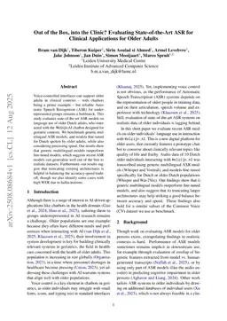 Out of the Box, into the Clinic? Evaluating State-of-the-Art ASR for Clinical Applications for Older Adults