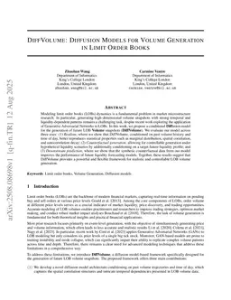 DiffVolume: Diffusion Models for Volume Generation in Limit Order Books