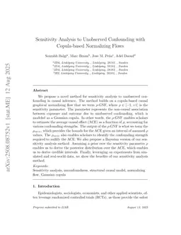 Sensitivity Analysis to Unobserved Confounding with Copula-based Normalizing Flows