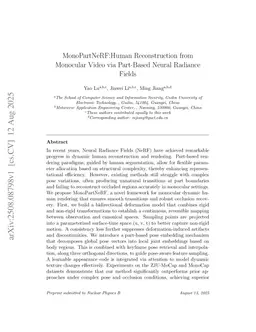 MonoPartNeRF:Human Reconstruction from Monocular Video via Part-Based Neural Radiance Fields