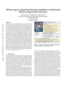 Efficient Agent: Optimizing Planning Capability for Multimodal Retrieval Augmented Generation