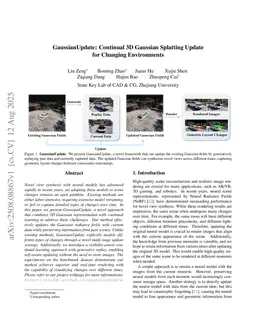 GaussianUpdate: Continual 3D Gaussian Splatting Update for Changing Environments