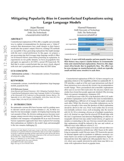 Mitigating Popularity Bias in Counterfactual Explanations using Large Language Models