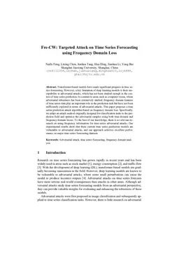 Fre-CW: Targeted Attack on Time Series Forecasting using Frequency Domain Loss