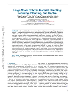 Large Scale Robotic Material Handling: Learning, Planning, and Control