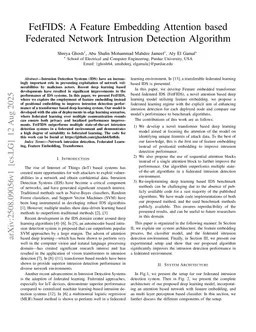 FetFIDS: A Feature Embedding Attention based Federated Network Intrusion Detection Algorithm