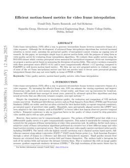 Efficient motion-based metrics for video frame interpolation