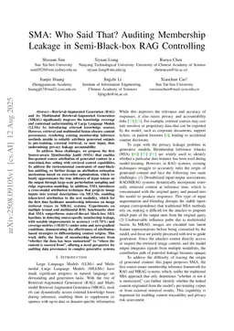 SMA: Who Said That? Auditing Membership Leakage in Semi-Black-box RAG Controlling