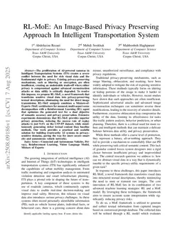 RL-MoE: An Image-Based Privacy Preserving Approach In Intelligent Transportation System
