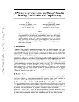 GANime: Generating Anime and Manga Character Drawings from Sketches with Deep Learning