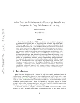 Value Function Initialization for Knowledge Transfer and Jump-start in Deep Reinforcement Learning