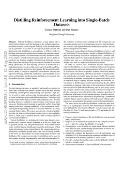 Distilling Reinforcement Learning into Single-Batch Datasets