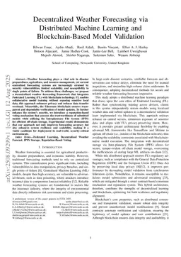 Decentralized Weather Forecasting via Distributed Machine Learning and Blockchain-Based Model Validation