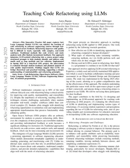Teaching Code Refactoring Using LLMs