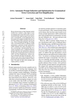 APIO: Automatic Prompt Induction and Optimization for Grammatical Error Correction and Text Simplification