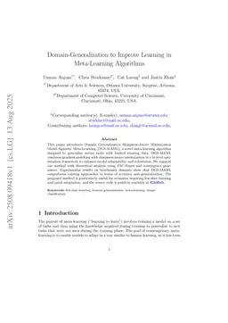 Domain-Generalization to Improve Learning in Meta-Learning Algorithms